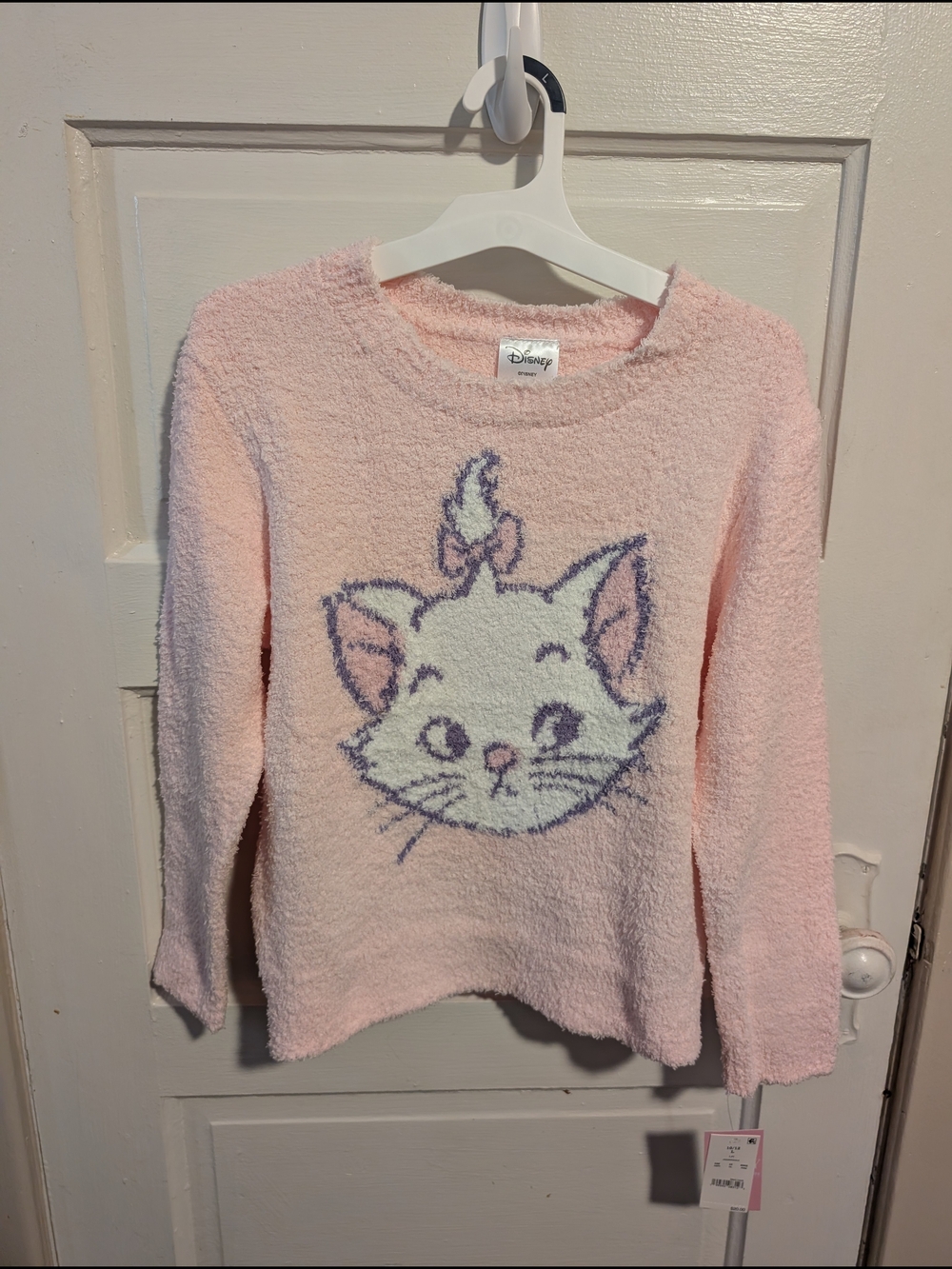 NWT Disney Aristocats Marie Light Pink Plush Sweater with White Cat